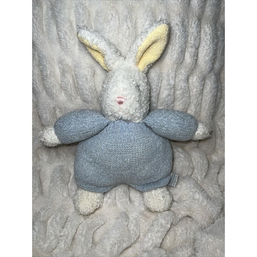 CARTER'S PRESTIGE WHITE BUNNY RABBIT RATTLE BLUE STUFFED ANIMAL‎ PLUSH TOY LOVEY